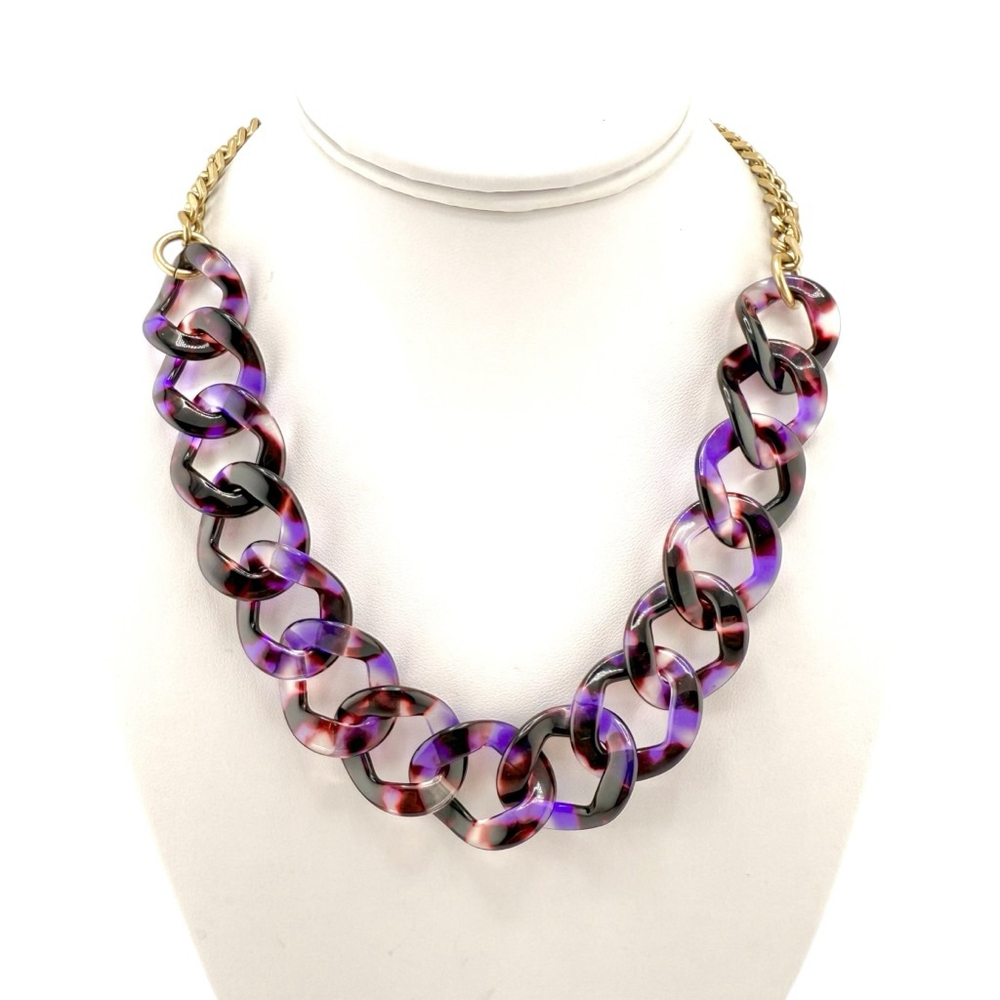 J.Crew Necklace Purple Black Chain Link